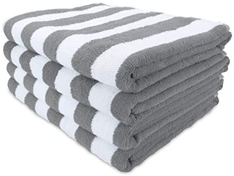 Amazon.com: Arkwright California Cabana Striped Oversized Beach Towel Pack of 4, Ringspun Cotton Double Yarn Strength, Perfect Pool Towel, Beach Towel, Bath Towel (Extra Large 30 x 70 Inch, Grey): Bedding & Bath