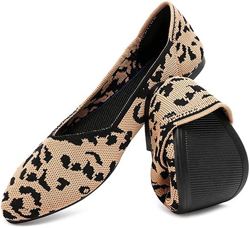 Amazon.com | HEAWISH Women's Ballet Flats for Women Pointed Toe Slip On Leopard Cheetah Comfortable Mesh Dress Shoes(Leopard, US8) | Flats
