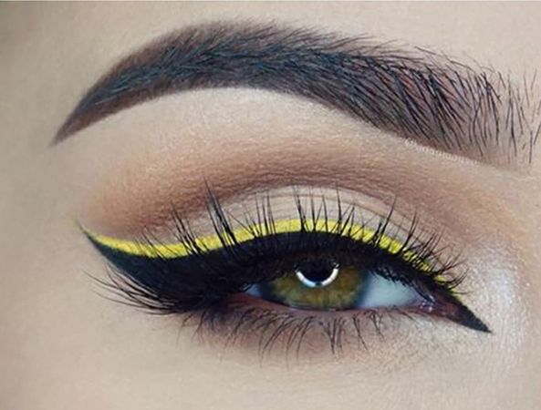 Black Mascara + Black Eyeliner + Yellow Eyeliner