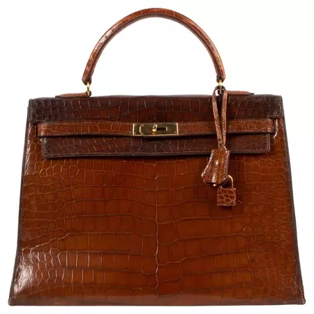 Hermès | Vintage Kelly 35 Porosus Bag For Sale at 1stDibs