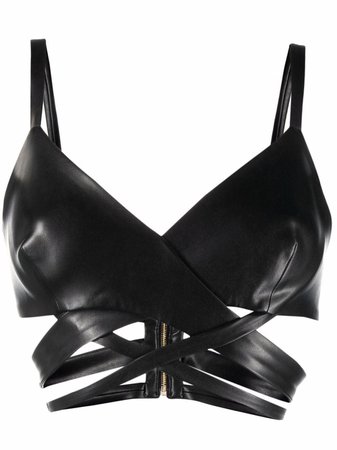 Shop Ermanno Scervino leather-effect strappy bralette with Express Delivery - FARFETCH