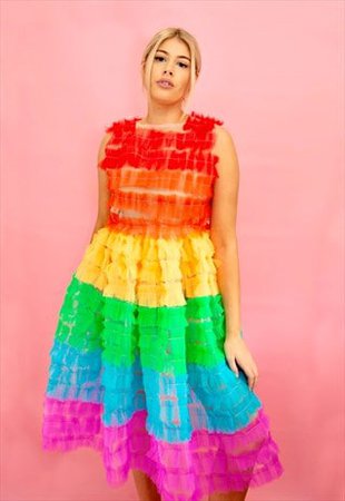 Rainbow Ruffle Midi Dress | That's Sew Maisie | ASOS Marketplace