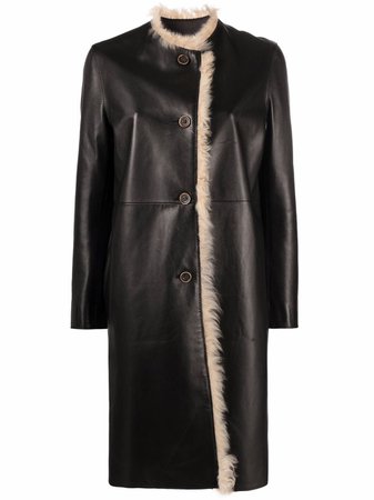 Shop Marni single-breasted leather coat with Express Delivery - FARFETCH