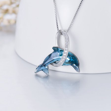 WINNICACA S925 Sterling Silver Dolphin Pendant Necklace Crystal Jewelry Marine Biology Gifts for Women Dolphin Lovers Friends Sister Daughter Birthday Anniversary Christmas - Walmart.com