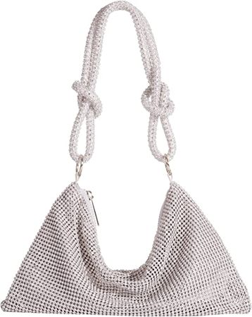 Women's Evening Bag Sparkly Rhinestone Purse Bling Chain Clutch Purse（small silver）: Handbags: Amazon.com