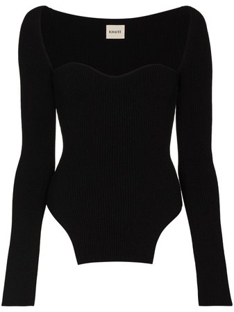 Shop KHAITE Maddy ribbed-knit top with Express Delivery - FARFETCH