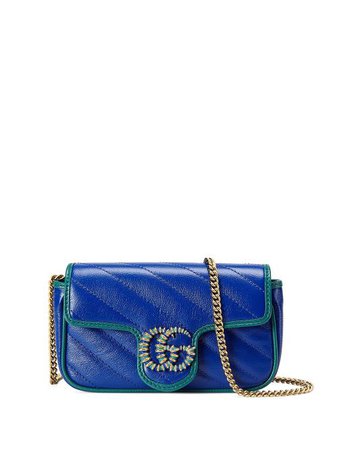 Shop blue Gucci super mini GG Marmont bag with Express Delivery - Farfetch