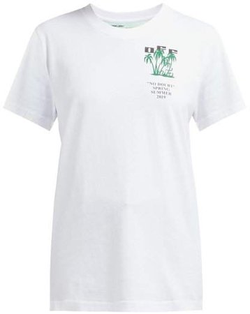 Off White Island Logo Cotton T Shirt - Womens - White