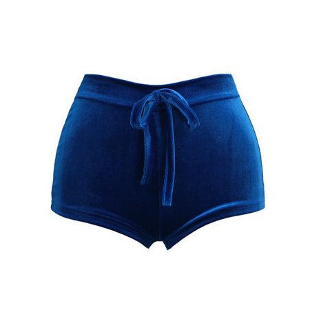 blue high waisted velvet shorts