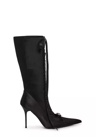 Widow Lace Up Stiletto Zip Up Boots - Black – Dolls Kill