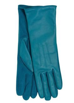 Teal Blue Leather Gloves