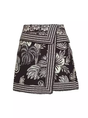 Shop Farm Rio Pasley Bloom Floral Gabardine Wrap Miniskirt | Saks Fifth Avenue