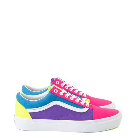 Vans Old Skool Neon Color-Block Skate Shoe - Pink / Purple / Yellow | Journeys