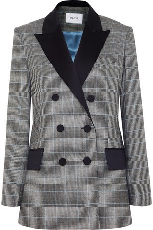 Racil | Audrey satin-trimmed houndstooth wool blazer | NET-A-PORTER.COM