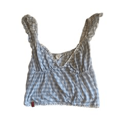 blue checkered milkmaid top