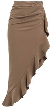 Asymmetric Ruffle-trimmed Stretch-crepe Midi Skirt