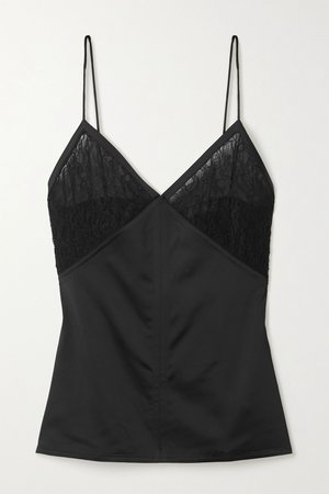 Black Stretch lace-paneled satin camisole | Bottega Veneta | NET-A-PORTER
