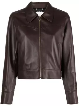 Chloé spread-collar Leather Jacket - Farfetch