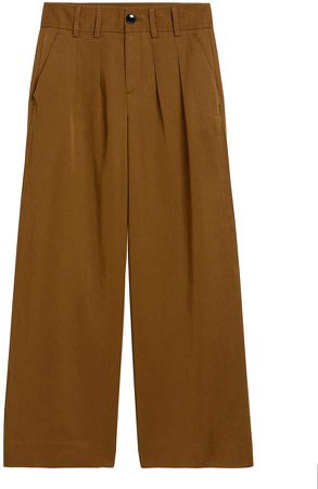 High-Rise Wide-Leg Pleated Ankle Pant