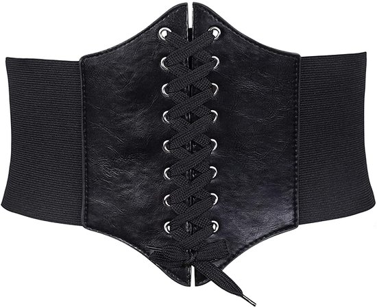 Woman Leatherette Wide Waistband Obi Belt Cityelf Faux Leather Wrap Around Lace Up Cinch Band Wide Self Tie Cummerbund at Amazon Women’s Clothing store