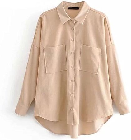 Amazon.com: Yliping 2021 Spring Blouse Preppy Oversize Corduroy Autumn Blouse Women Boyfriend Shirt Womens Tops and Blouses (Color : Khaki, Size : M) : Clothing, Shoes & Jewelry