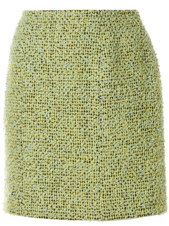 Shop green Chanel Pre-Owned 1994s above the knee tweed skirt with Express Delivery - Farfetch