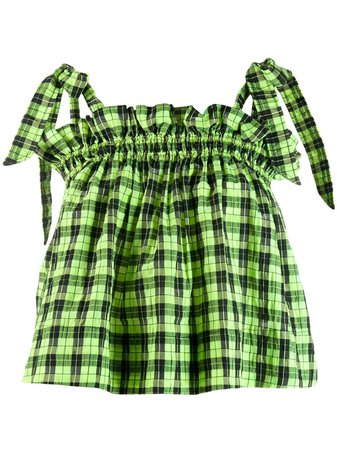Ganni checked ruffle top $125 - Buy Online - Mobile Friendly, Fast Delivery, Price