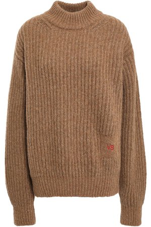 Light brown Ribbed alpaca-blend sweater | Sale up to 70% off | THE OUTNET | VICTORIA BECKHAM | THE OUTNET