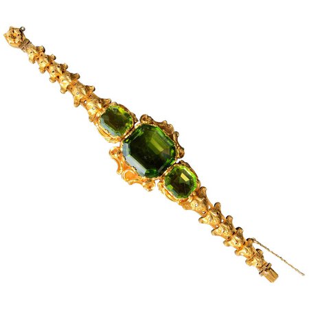 Antique Peridot Gold Bracelet For Sale at 1stDibs