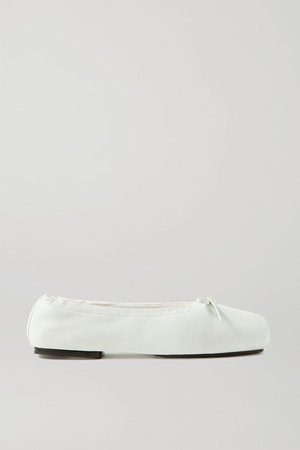 Ashland Bow-embellished Leather Ballet Flats - White