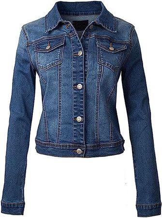 Women's Classic Casual Stretch Fabric Denim Jean Jacket at Amazon Women's Coats Shop