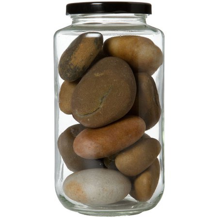 clear jar of smooth rocks