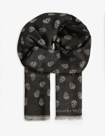 ALEXANDER MCQUEEN - Skull print wool-silk scarf | Selfridges.com