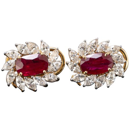 Ruby and Diamond Stud Earring For Sale at 1stDibs