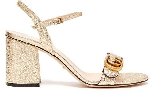 Gg Marmont Metallic Leather Sandals - Womens - Gold