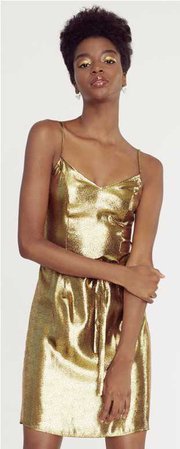 HVN Gold Slip Dress $245