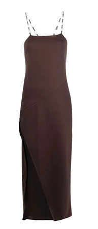 brown slit dress