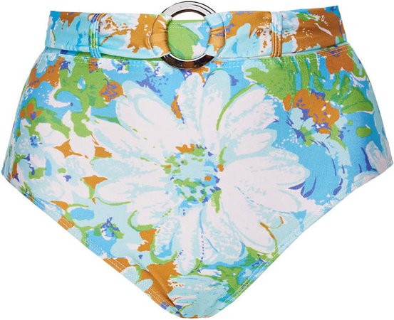 Lavande Belted Floral-Print Bikini Briefs