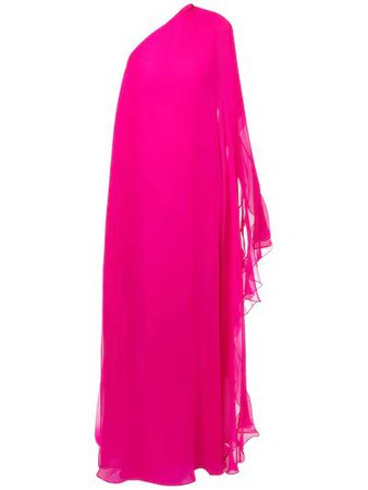 Valentino - One shoulder silk chiffon long dress - Fuchsia | Luisaviaroma