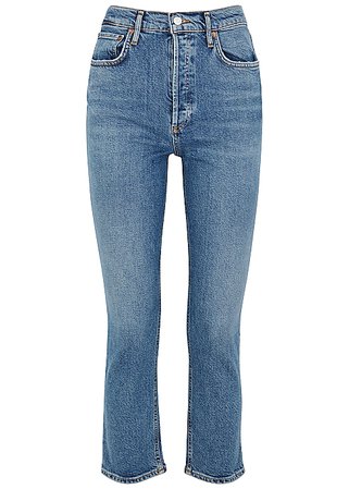 AGOLDE Riley blue straight-leg jeans - Harvey Nichols