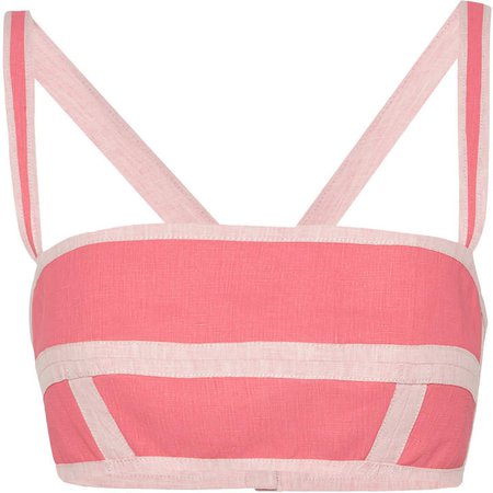 Martin Grant Color-Block Cropped Linen Bustier Top Size: 34