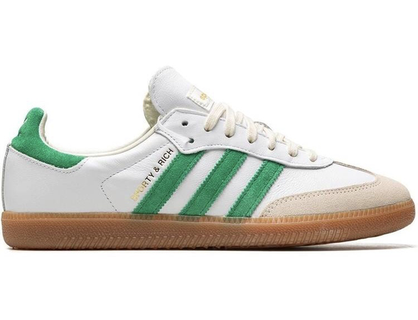 white & green adidas samba sneakers
