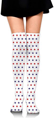 Amazon.com: YISHOW Women Girl Knee High Socks Red Blue Star White Thigh Long Tube Stockings 60Cm/23.6 Inch: Clothing
