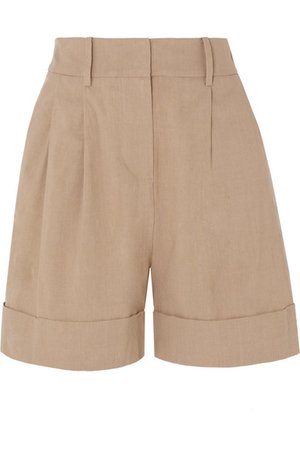 Diane von Furstenberg | Shiana pleated linen-blend shorts | NET-A-PORTER.COM