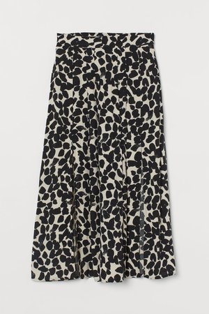 Расклешенная юбка - Светло-бежевый/Черный рисунок - Женщины | H&M RU