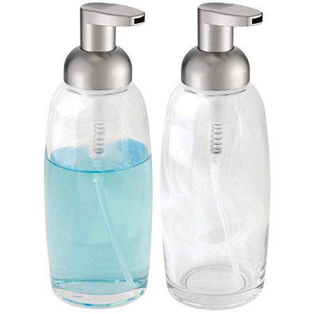 mDesign Foaming Liquid Hand Soap Glass Dispenser Pump Bottle for Bathroom Vanities or Kitchen Sink, Countertops - Pack of 4, Frost/Chrome: Amazon.ca: Home & Kitchen