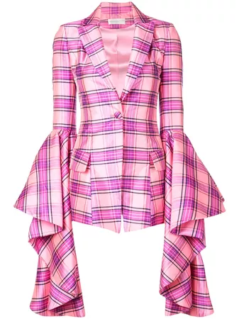 Christian Siriano plaid ruffled hem jacket £2,448 - Shop Online SS19. Same Day Delivery in London