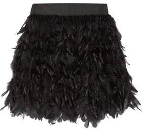 Cina Feather-embellished Tulle Mini Skirt