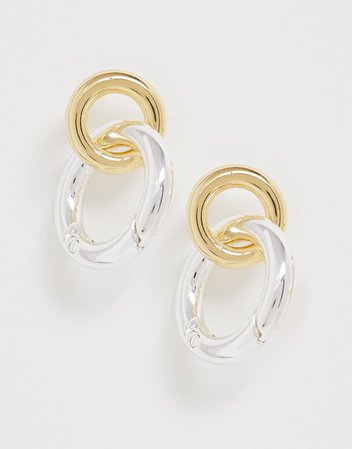 ASOS DESIGN premium gold plated earrings with interlocking ring detail | ASOS