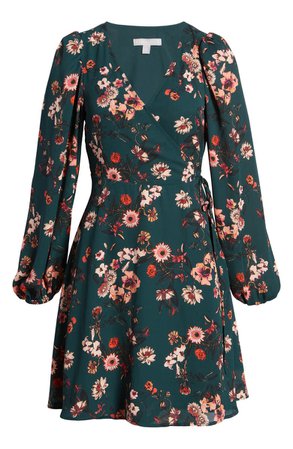 Chelsea28 Floral Long Sleeve Faux Wrap Dress | Nordstrom